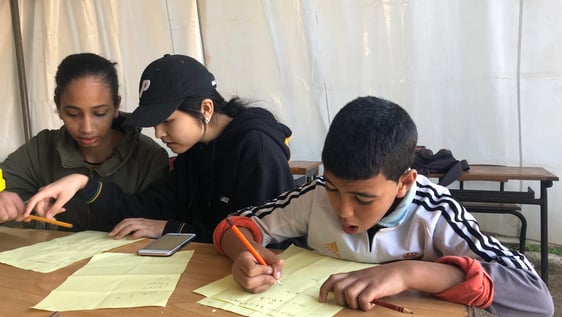 Our Volunteer at her teaching class. 