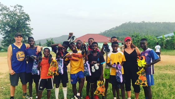 Volunteers visiting a local village