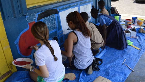 Our volunteers refurbishing a local school