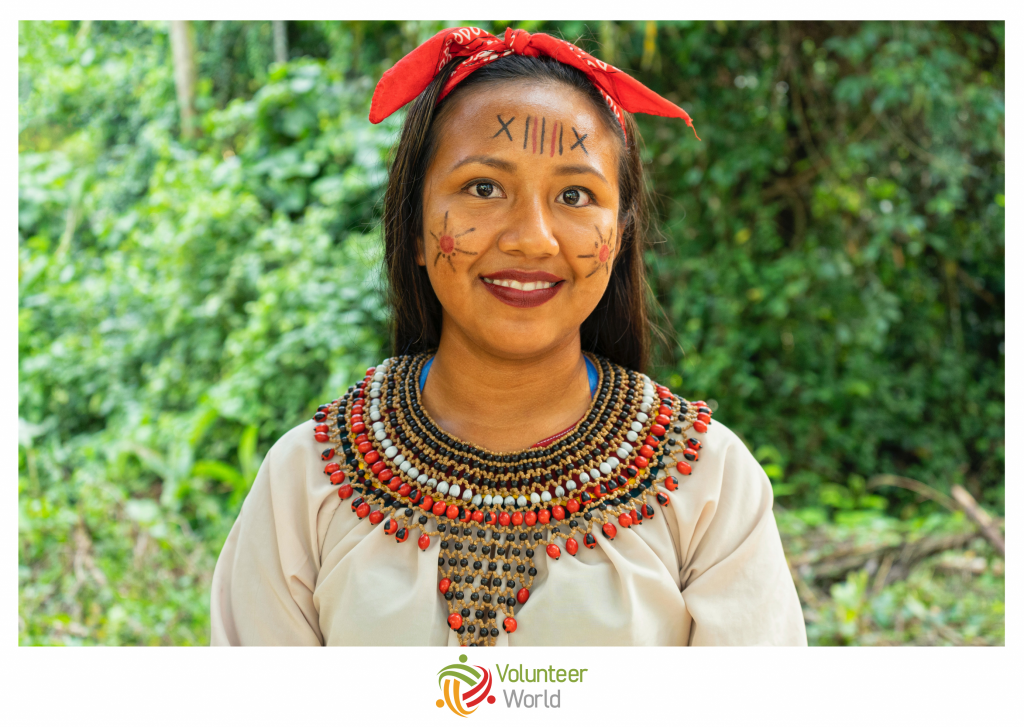bolivian woman on volunteer project in october