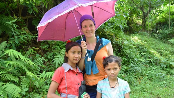 Our Volunteer with Locals