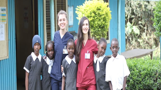 Volunteers in front of our admission block