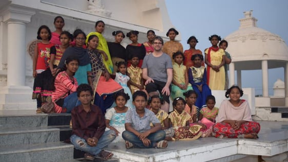 Our kids with a German Volunteer