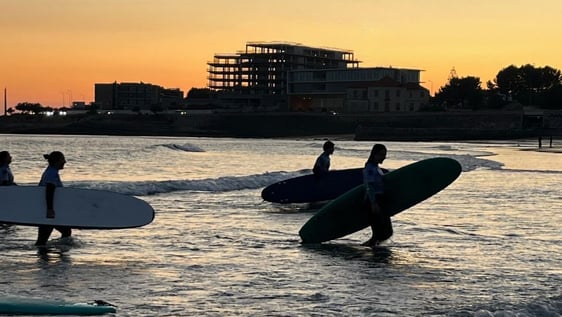 Sunset surfing