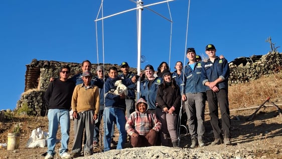 Wind turbine installations in the highlands of Peru 