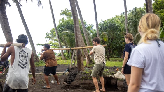 Coral reef restoration work at Tianyar, north Bali