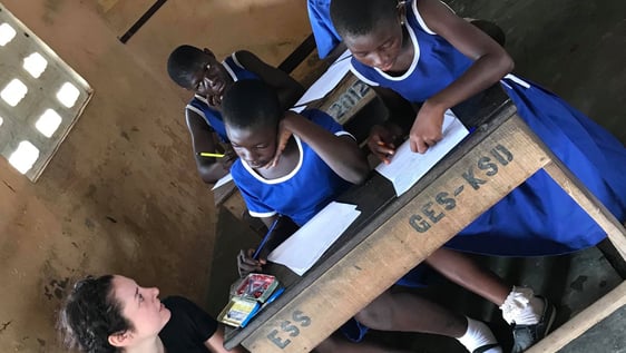 Volunteers visiting a local village
