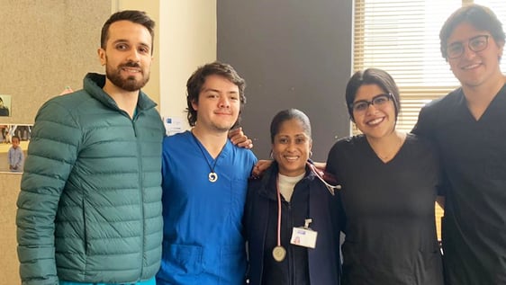 Medical volunteers at a community health clinic in Cape Town, South Africa