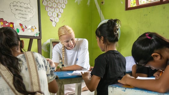 Afternoon English classes at the community school in Tianyar, north Bali