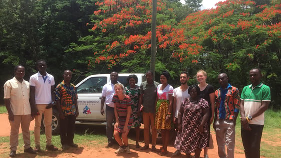 Volunteers visiting a local village