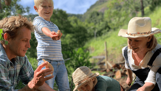 Our family working in the agroforest.