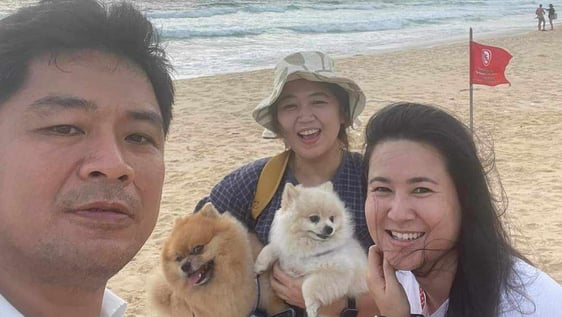 Beach in Phuket and the host team